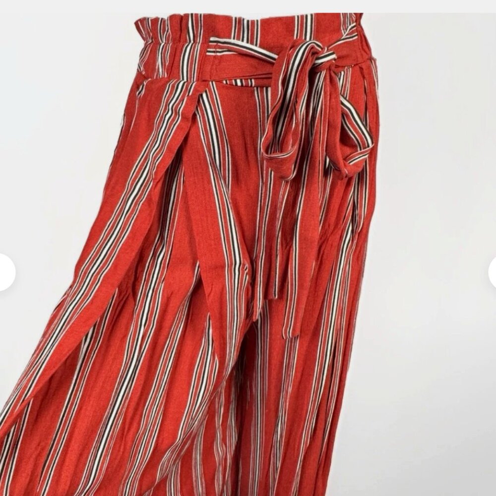 (S) SIMPLEE AWESOME Vertical Striped High Waist Palazzo w/ Slit Leg - Picture 1 of 12